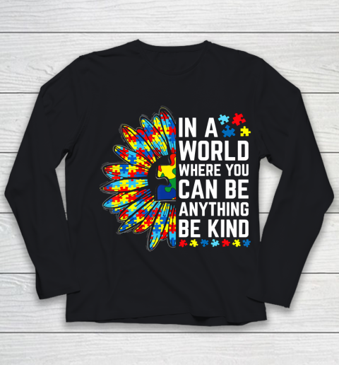Autism Awareness Gifts Women Men Kindness Sunflower Be Kind Youth Long Sleeve