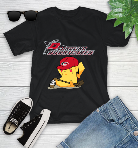 NHL Pikachu Hockey Sports Carolina Hurricanes Youth T-Shirt 2