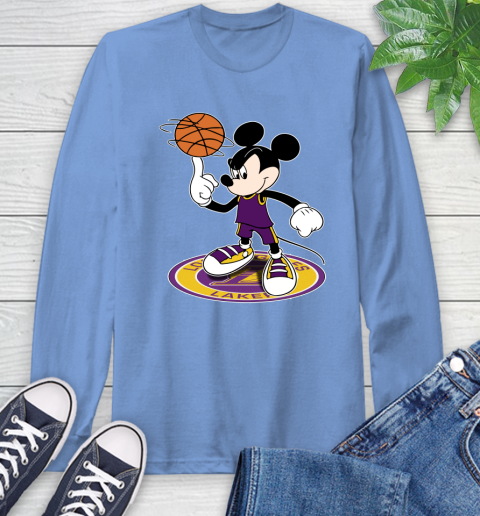 NBA Basketball Los Angeles Lakers Cheerful Mickey Disney Shirt Long Sleeve T-Shirt 12