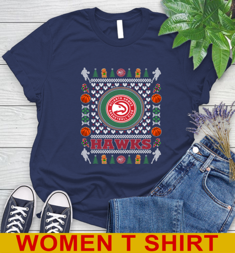 Atlanta Hawks Merry Christmas NBA Basketball Loyal Fan Women's T-Shirt 12