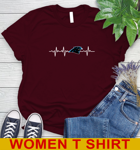 Carolina Panthers NFL Football Heart Beat Shirt Women's T-Shirt 6