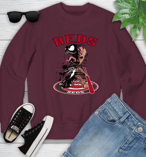 MLB Cincinnati Reds Baseball Venom Groot Guardians Of The Galaxy Youth Sweatshirt 5
