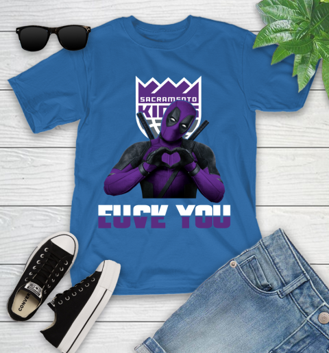 NBA Sacramento Kings Deadpool Love You Fuck You Basketball Sports Youth T-Shirt 12