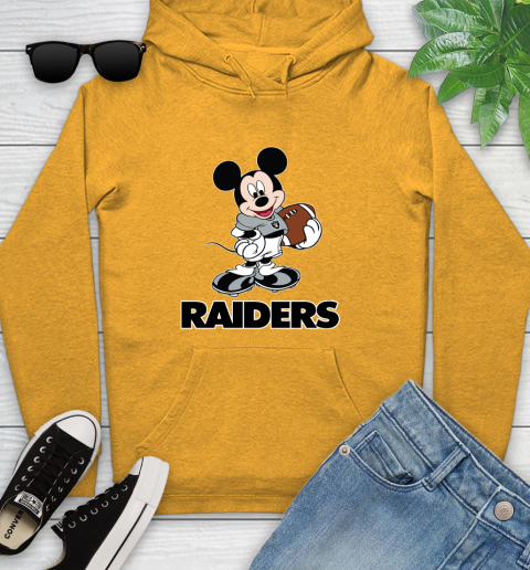 NFL Football Oakland Raiders Cheerful Mickey Mouse Shirt Youth Hoodie 3
