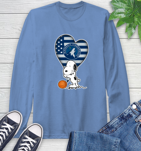 Minnesota Timberwolves NBA Basketball The Peanuts Movie Adorable Snoopy Long Sleeve T-Shirt 11