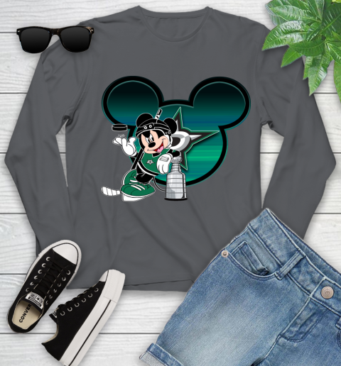 NHL Dallas Stars Stanley Cup Mickey Mouse Disney Hockey T Shirt Youth Long Sleeve 8
