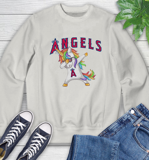 Los Angeles Angels MLB Baseball Funny Unicorn Dabbing Sports Sweatshirt 12