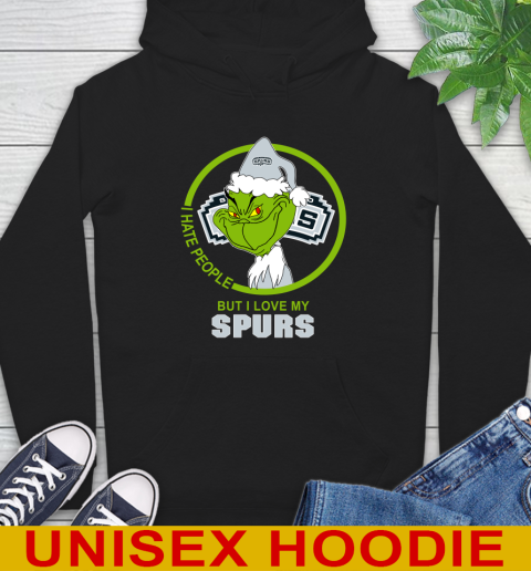 San Antonio Spurs NBA Christmas Grinch I Hate People But I Love My Favorite Basketball Team Hoodie 2