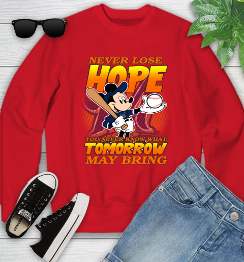 Milwaukee Brewers MLB Baseball Mickey Disney Never Lose Hope Youth Sweatshirt 8