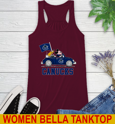 NHL Hockey Vancouver Canucks Pluto Mickey Driving Disney Shirt Racerback Tank 3