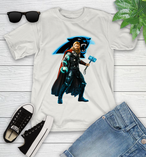 NFL Thor Avengers Endgame Football Carolina Panthers Youth T-Shirt 12