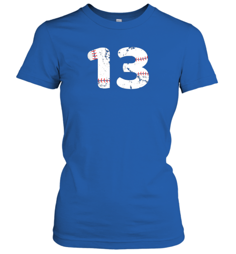 zsb5 number 13 baseball vintage distressed team ladies t shirt 20 front royal