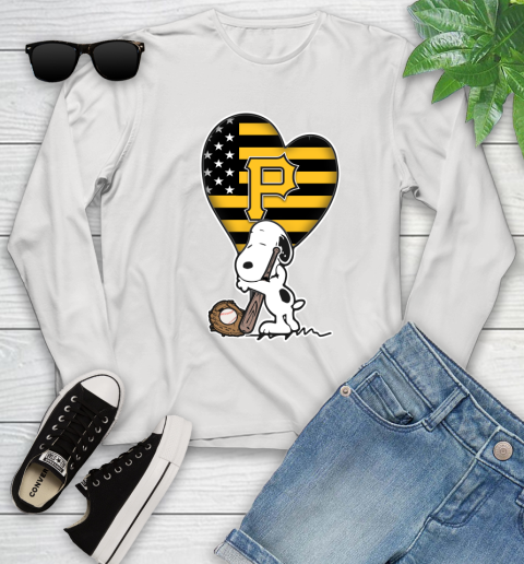 Pittsburgh Pirates MLB Baseball The Peanuts Movie Adorable Snoopy Youth Long Sleeve