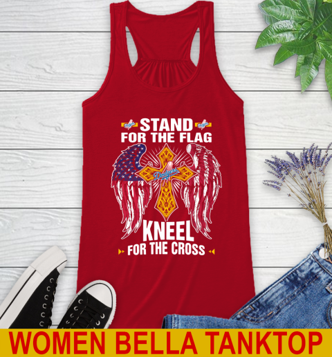 MLB Baseball Los Angeles Dodgers Stand For Flag Kneel For The Cross Shirt Racerback Tank 4