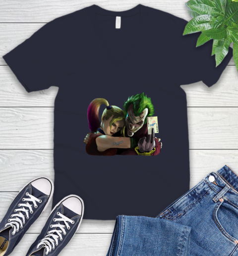 Los Angeles Dodgers MLB Baseball Joker Harley Quinn Suicide Squad V-Neck T-Shirt 3