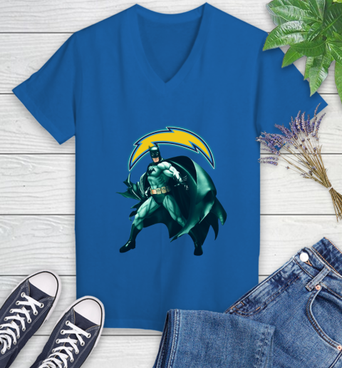 NFL Batman Football Sports Los Angeles Chargers Women's V-Neck T-Shirt 10