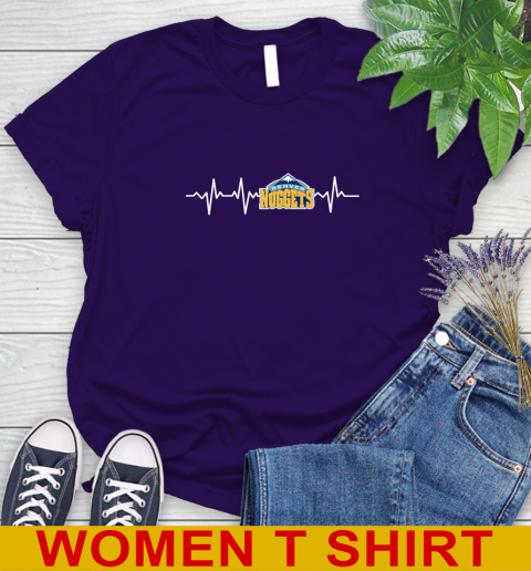 Denver Nuggets NBA Basketball Heart Beat Shirt Women's T-Shirt 4