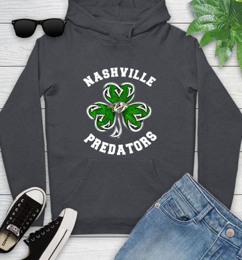 NHL Nashville Predators Three Leaf Clover St Patrick's Day Hockey Sports Youth Hoodie 10