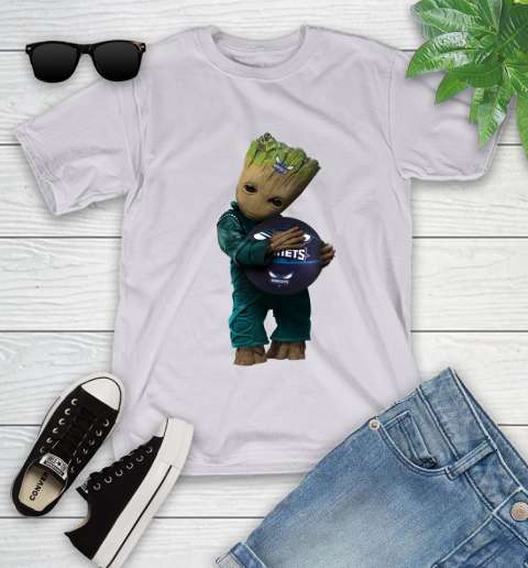 NBA Groot Guardians Of The Galaxy Basketball Sports Charlotte Hornets Youth T-Shirt 4