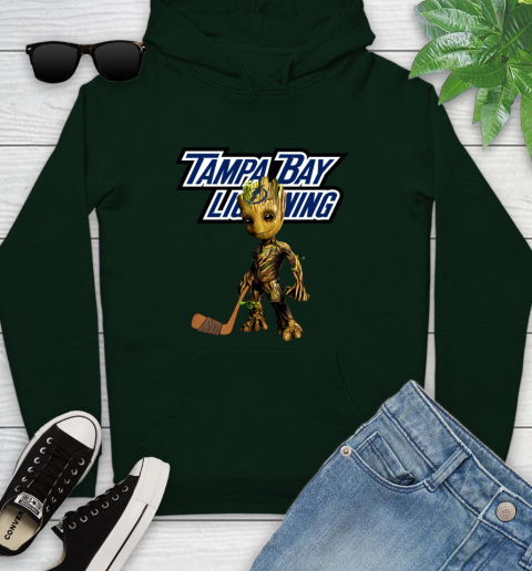 Tampa Bay Lightning NHL Hockey Groot Marvel Guardians Of The Galaxy Youth Hoodie 13
