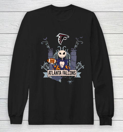 NFL Atlanta Falcons Football Jack Skellington Halloween Long Sleeve T-Shirt