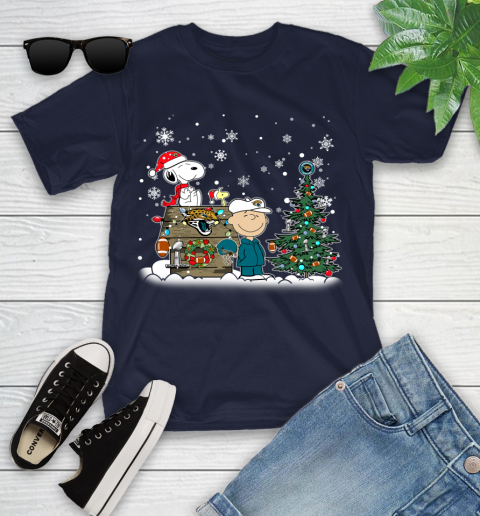 NFL Jacksonville Jaguars Snoopy Charlie Brown Christmas Football Super Bowl Sports Youth T-Shirt 2
