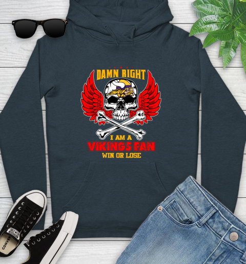 NFL Damn Right I Am A Detroit Lions Win Or Lose Skull Football Sports Youth Hoodie 10