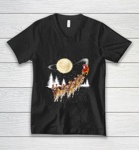 Golden Retriever Reindeer Christmas V-Neck T-Shirt