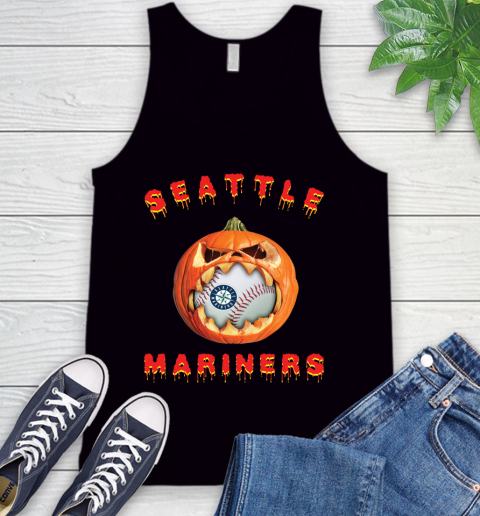 MLB Seattle Mariners Halloween Pumpkin Baseball Sports Tank Top 2