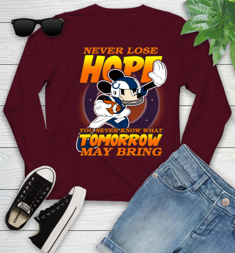 Indianapolis Colts NFL Football Mickey Disney Never Lose Hope Youth Long Sleeve 6