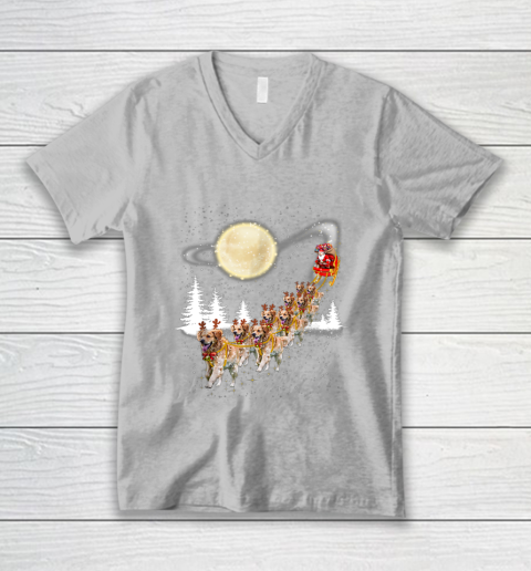 Golden Retriever Reindeer Christmas V-Neck T-Shirt 3