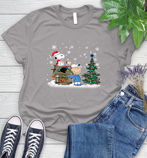 NFL Carolina Panthers Snoopy Charlie Brown Christmas Football Super Bowl Sports Women's T-Shirt 5