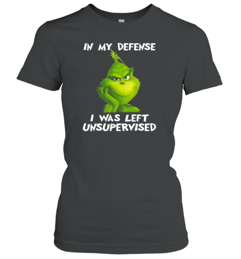 Grinch In My Defense I Was Left Unsupervised Christmas Women's T-Shirt