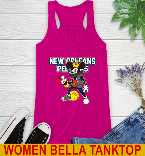 New Orleans Pelicans NBA Basketball Mickey Peace Sign Sports Racerback Tank 8