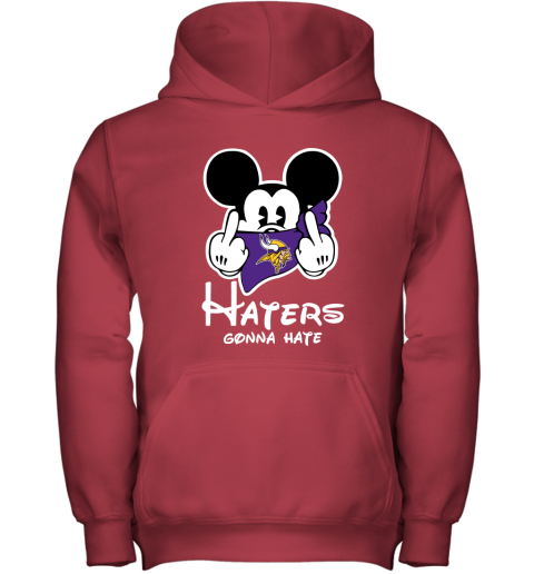 NFL Minnesota Vikings Haters Gonna Hate Mickey Mouse Disney Football T Shirt IoWrZLMAV98 youth hoodie 43 95 151514 front red