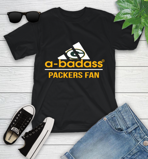 NFL A Badass Green Bay Packers Fan Adidas Football Sports Youth T-Shirt