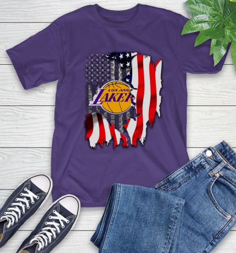 Los Angeles Lakers NBA Basketball American Flag T-Shirt 5