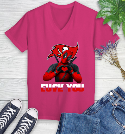 NHL Tampa Bay Buccaneers Deadpool Love You Fuck You Football Sports Women's V-Neck T-Shirt 9