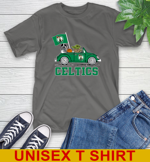 NBA Basketball Boston Celtics Darth Vader Baby Yoda Driving Star Wars Shirt T-Shirt 8