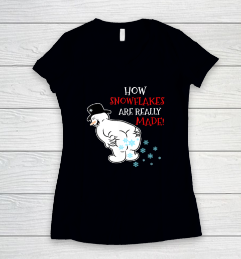 Funny Snowman How Snowflake Are Really Made Christmas Cutome Women's V-Neck T-Shirt