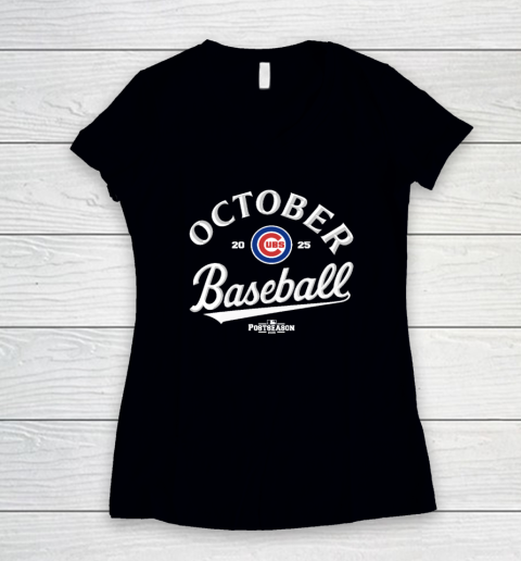 Chicago Cubs October Baseball 2025 Women's V-Neck T-Shirt
