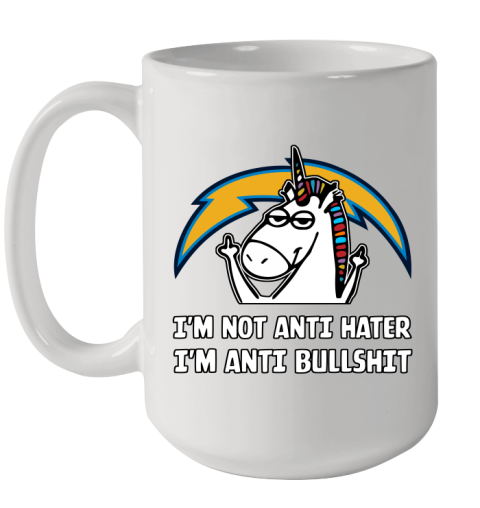 Los Angeles Chargers NFL Football Unicorn I'm Not Anti Hater I'm Anti Bullshit Ceramic Mug 15oz