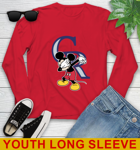 Colorado Rockies MLB Baseball Dabbing Mickey Disney Sports Youth Long Sleeve 11