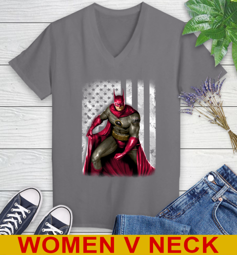 LA Clippers NBA Basketball Batman DC American Flag Shirt Women's V-Neck T-Shirt 11