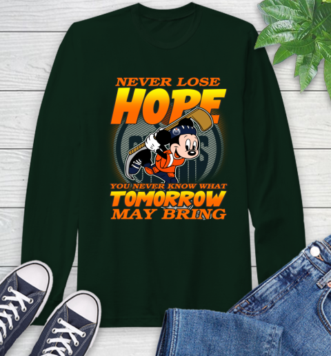 Edmonton Oilers NHL Hockey ootball Mickey Disney Never Lose Hope Long Sleeve T-Shirt 7