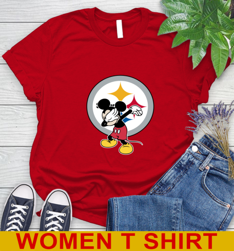 Pittsburgh Steelers NFL Football Dabbing Mickey Disney Sports Women's T-Shirt 10