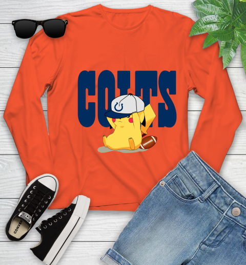 NFL Pikachu Football Sports Indianapolis Colts Youth Long Sleeve 4