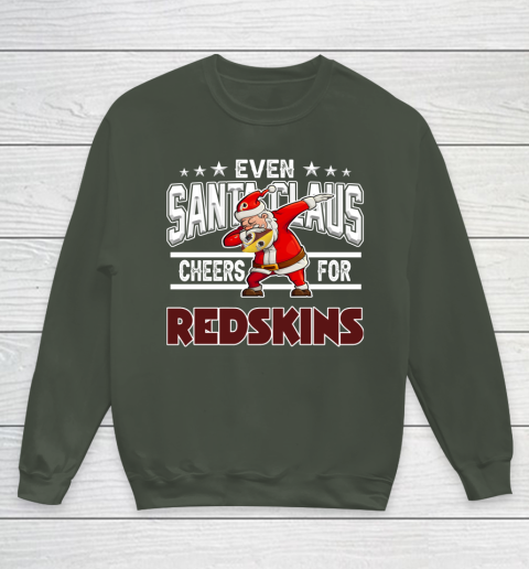 Washington Redskins Even Santa Claus Cheers For Christmas NFL Youth Sweatshirt 8