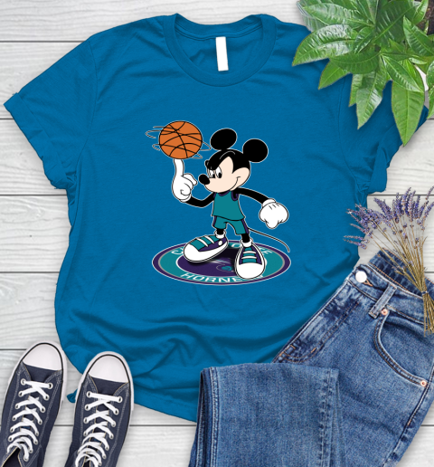NBA Basketball Charlotte Hornets Cheerful Mickey Disney Shirt Women's T-Shirt 8