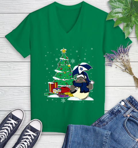 Toronto Maple Leafs NHL Hockey Cute Tonari No Totoro Christmas Sports Women's V-Neck T-Shirt 5